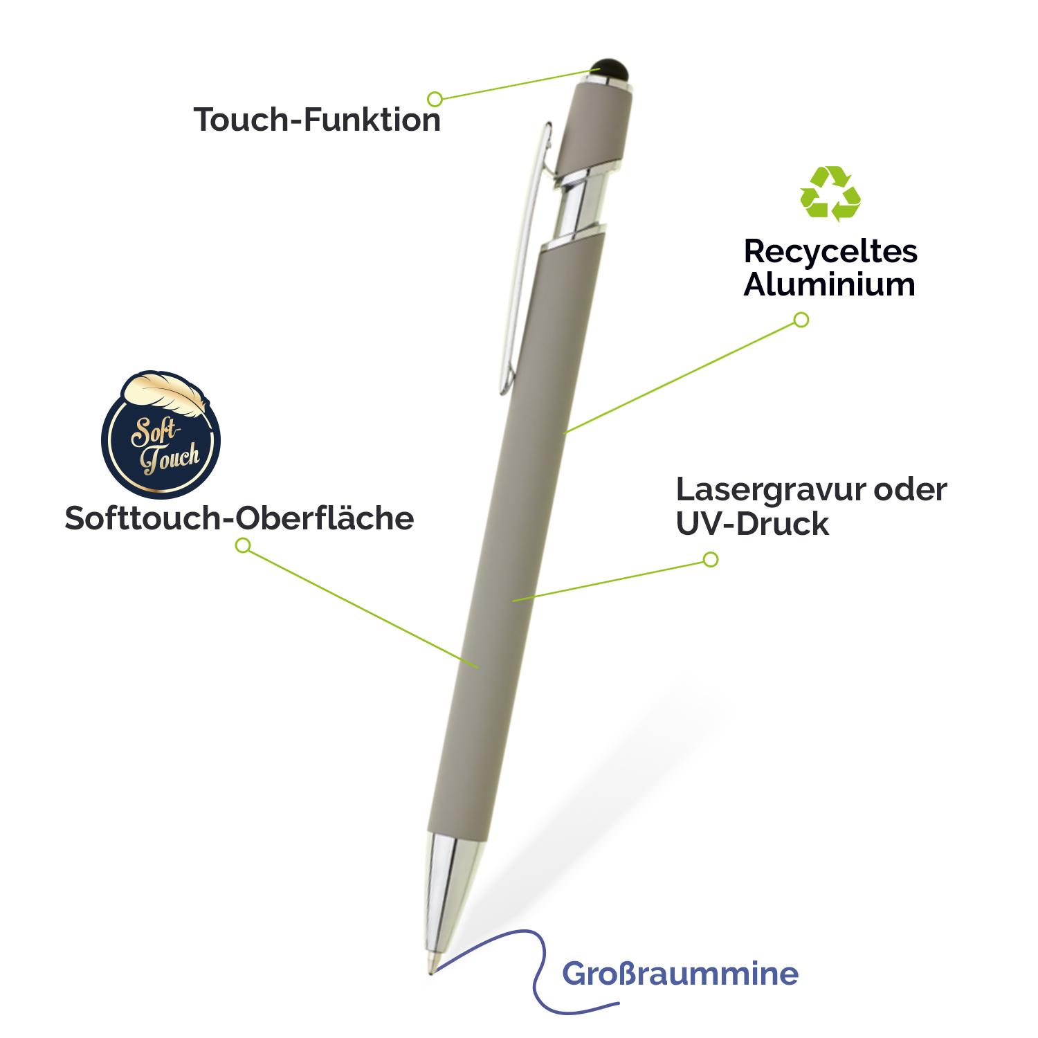 Kugelschreiber in Pastellfarben mit Softtouch-Oberfläche und Touch-Funktion
