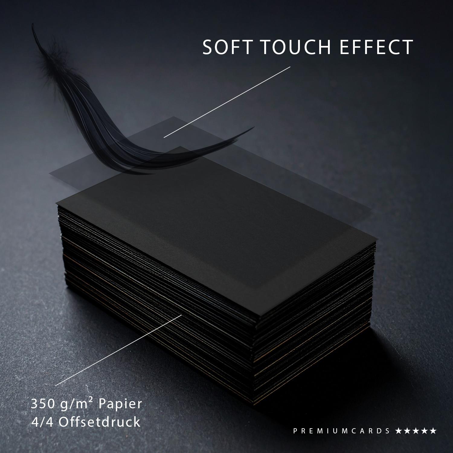 Visitenkarten Soft Touch Effekt 350g/m² mit samtiger Haptik