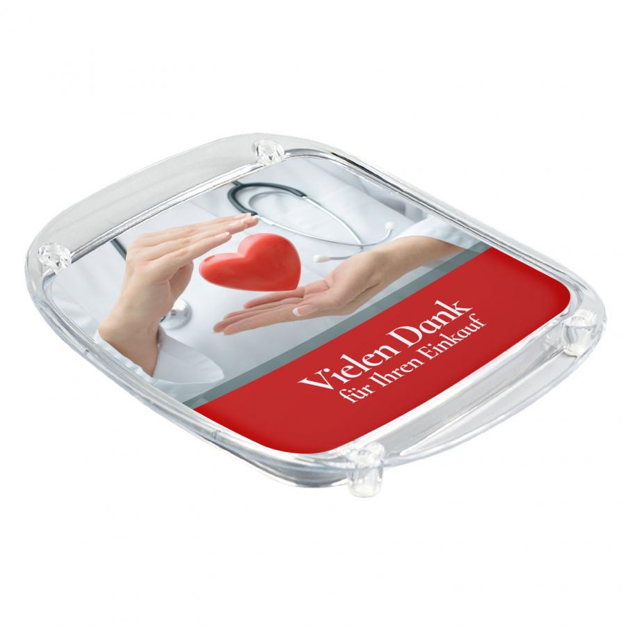 Acrylglas- Zahlteller f&uuml;r Apotheken