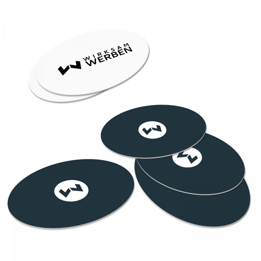 Ovaler Bierdeckel bedruckt auf Bierdeckelpappe - 13,0 x 9,5 cm