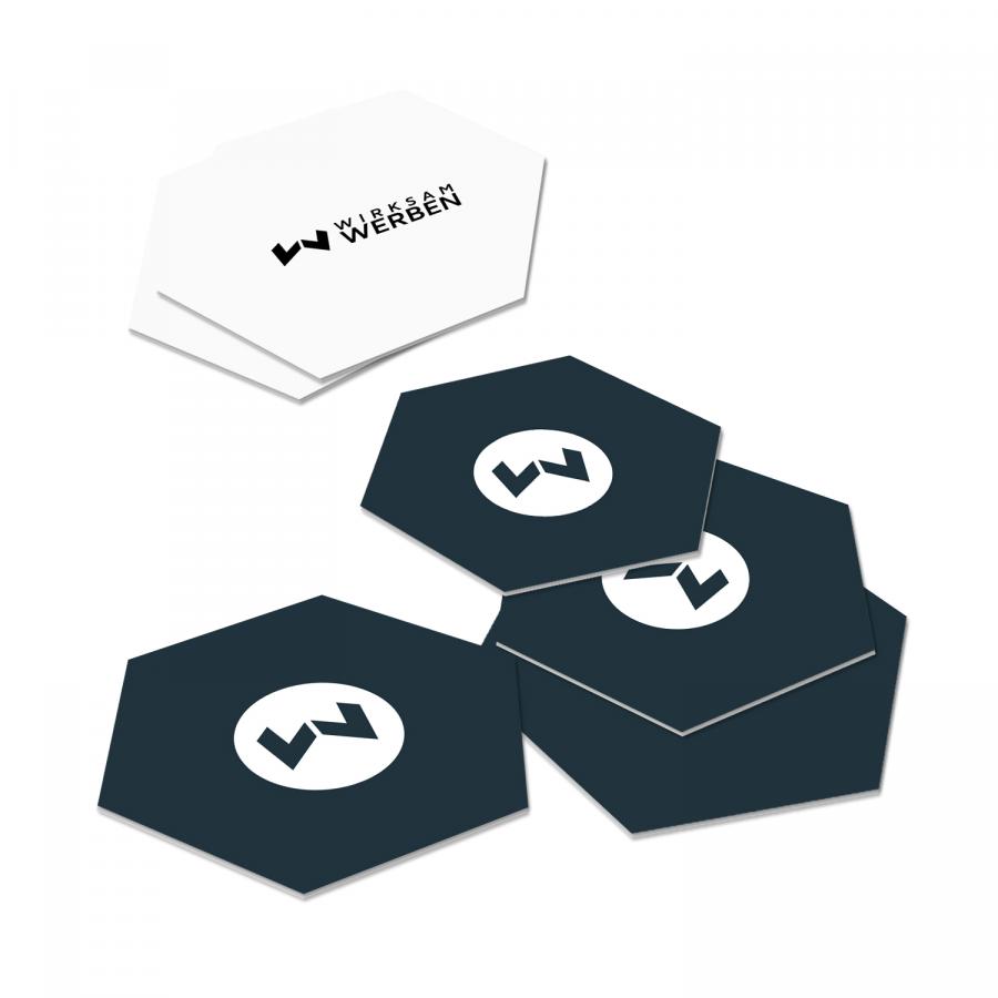 Sechseckiger Bierdeckel bedruckt auf Bierdeckelpappe - 9,3 x 8,1 cm