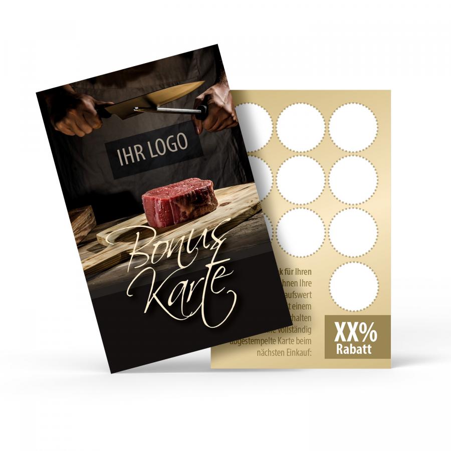 Bonuskarten erstellen f&uuml;r Fleischer & Metzger, 2-seitig, hochkant, inkl. Logo