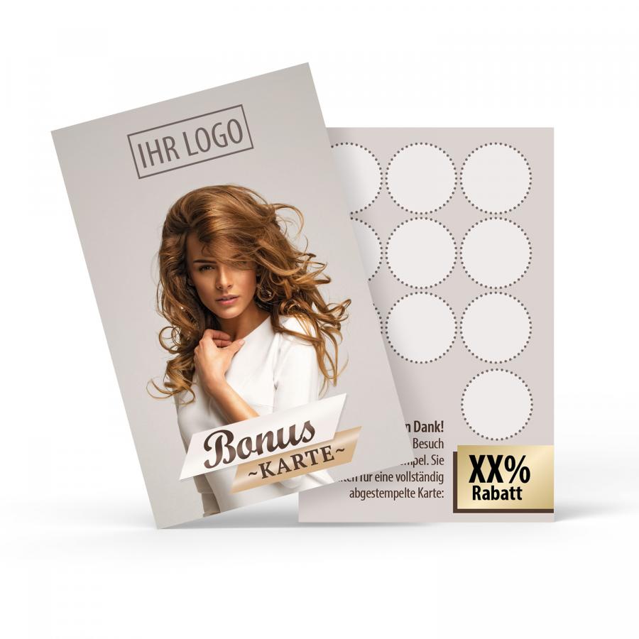Friseur Bonuskarten, Treuekarten & Kundenkarten mit Logo drucken