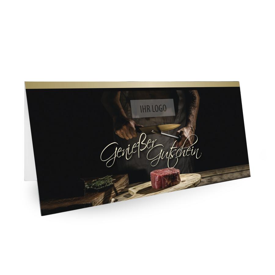 Geschenkgutscheine f&uuml;r Fleischer, inkl. Ihrem Logo, Gutscheinvorlage Genie&szlig;er