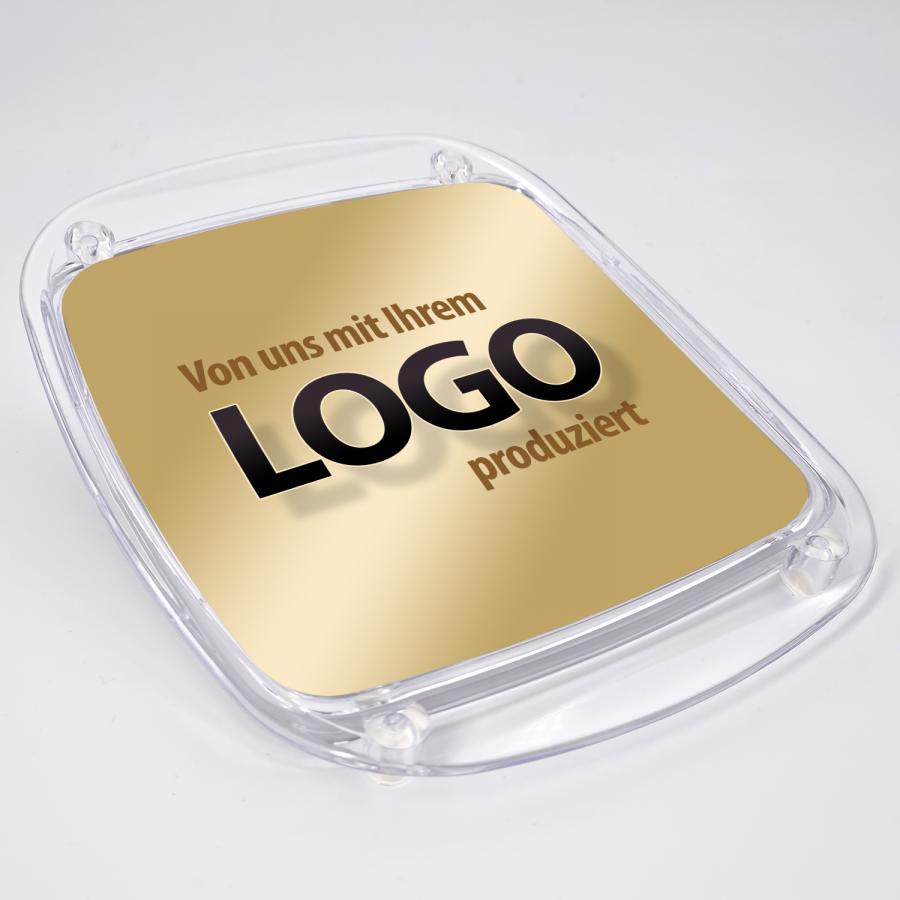 Zahlteller, Kassierteller, Geldschale mit eigenem Logo, Wunschmotiv individuell bedruckt, Acrylglas