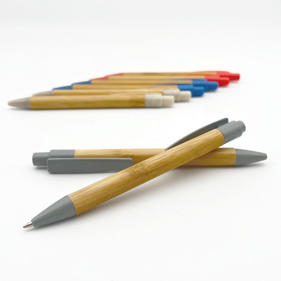 &Ouml;ko Kugelschreiber aus Bambus mit farbigem Clip und nachhaltiger Verarbeitung - JUROM