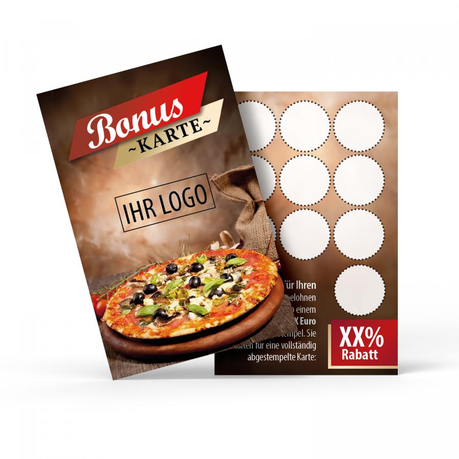 Pizza Kundenkarten, Bonuskarten & Stempelkarten online gestalten und drucken
