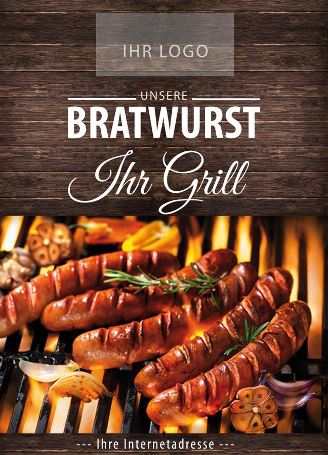 Werbeplakat: Grill-Bratw&uuml;rste f&uuml;r Metzgereien