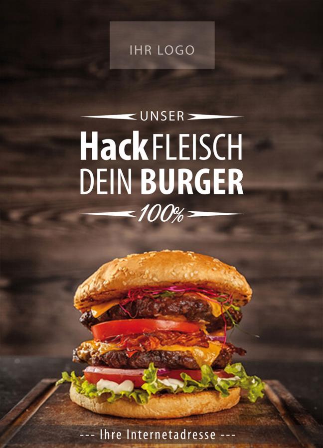Werbeplakat: Rinderhackfleisch / Schweinehackfleisch - Burger-Patties