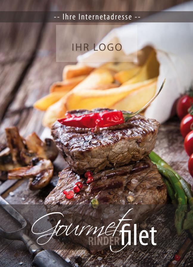 Werbeplakat: Rinderfilet, Lendenbraten - saftiges Filet