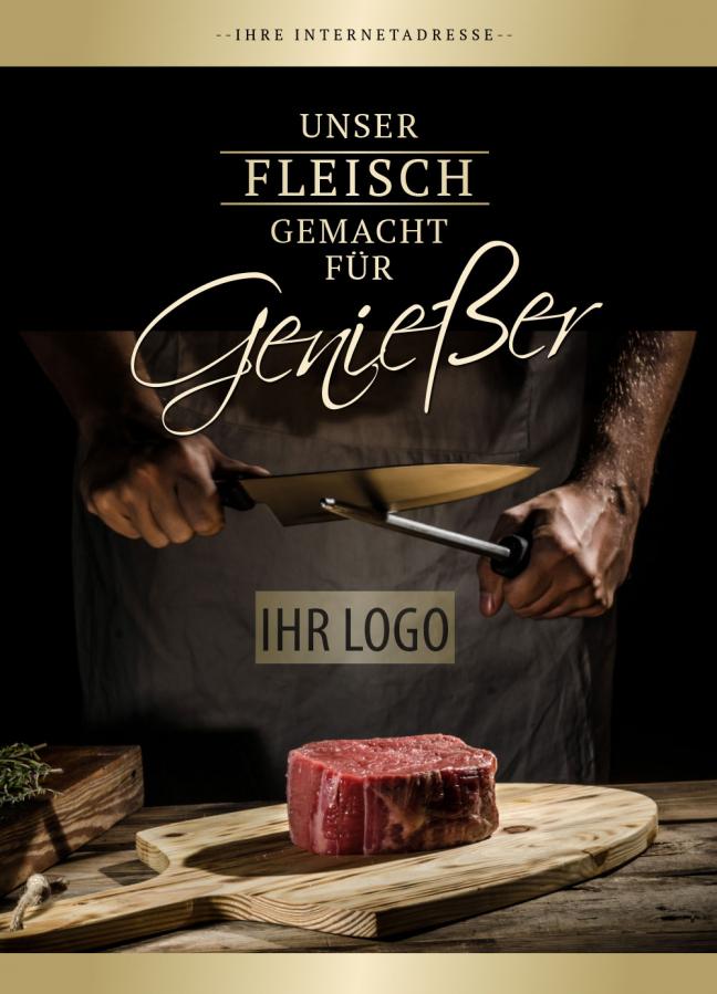 Werbeplakat: Unser Fleisch - Gemacht f&uuml;r Genie&szlig;er