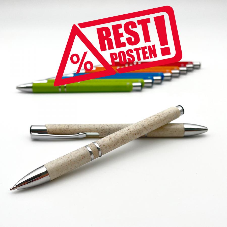 Restposten Kugelschreiber im 10er-Pack &ndash; Nachhaltiges Design mit Weizenstroh verarbeitet, OHNE DRUCK