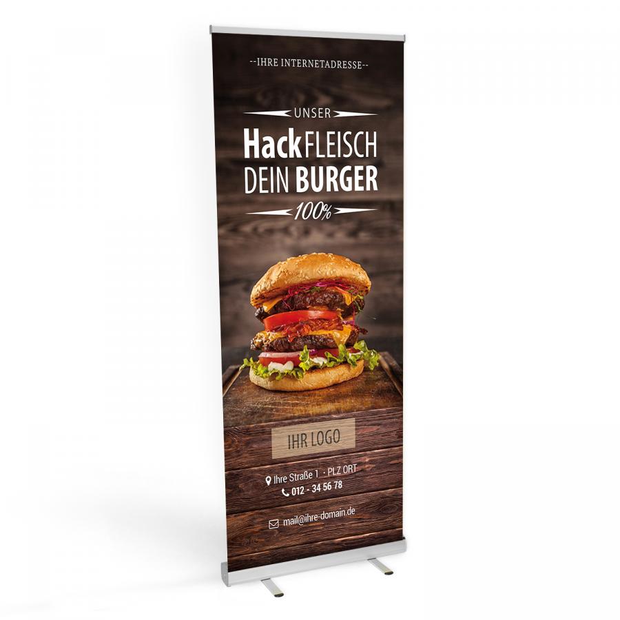 Roll-up Banner Hackfleisch f&uuml;r Metzger und Fleischer drucken