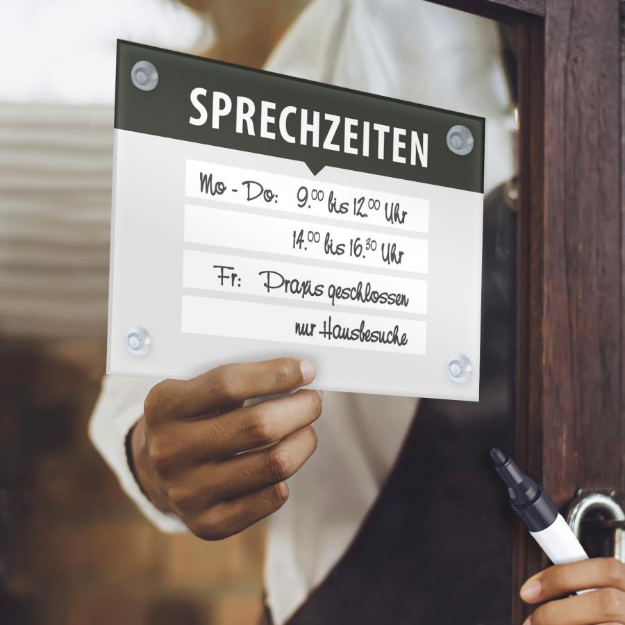 Sprechzeiten- Schild DIN&nbsp;A4, flexibel&nbsp;& beschreibbar