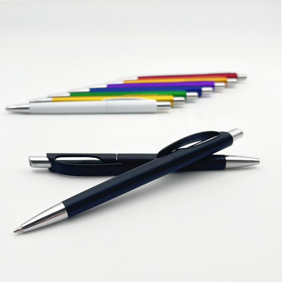 Schlichter Werbekugelschreiber im Metallic-Look und Gro&szlig;raummine &ndash; SERENA