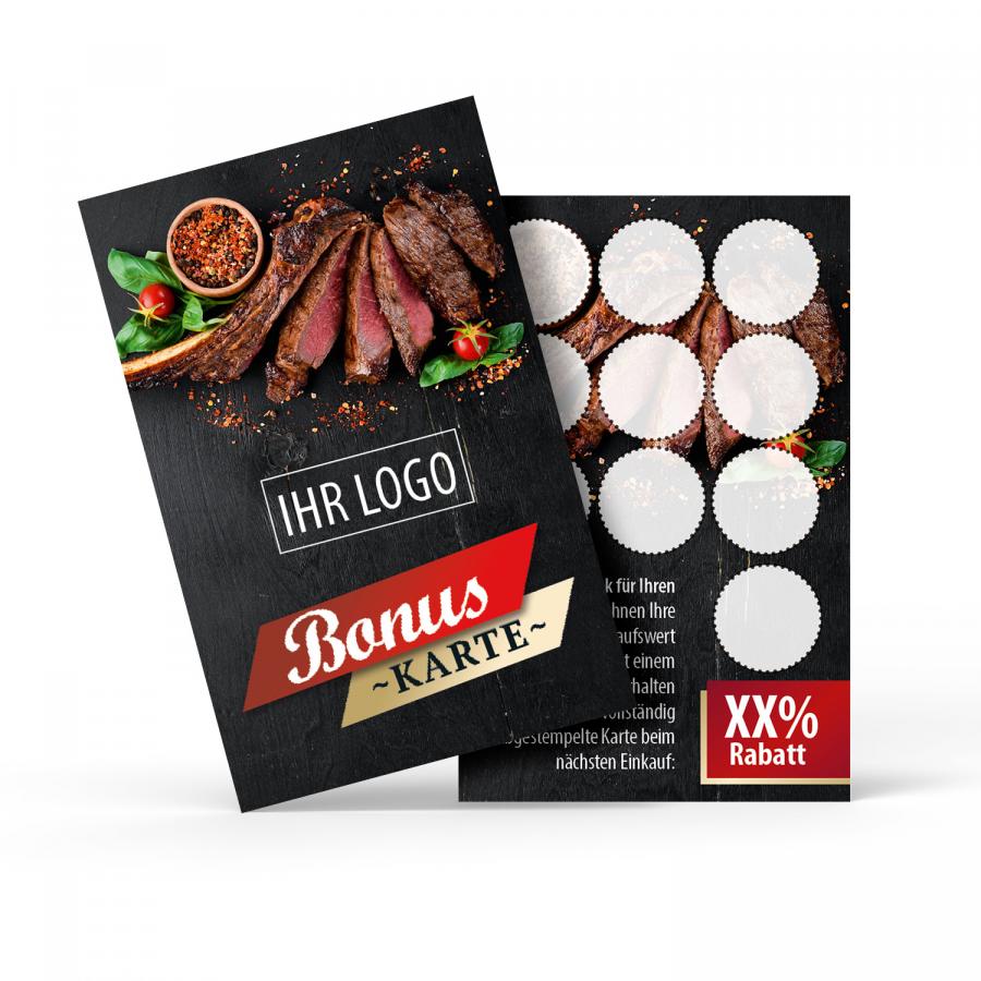 Treuekarten erstellen f&uuml;r Fleischer & Metzger, 2-seitig, Hochkant, inkl. Logo