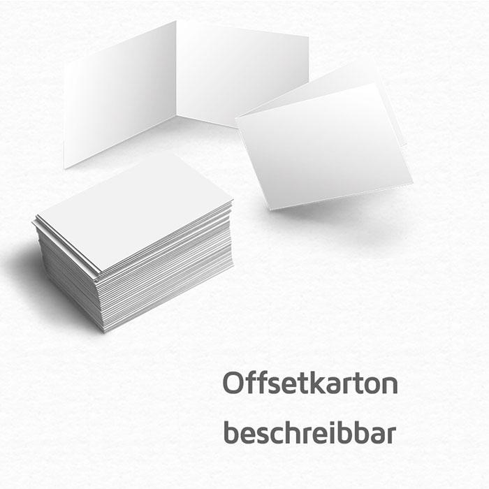 Visitenkarten 350g/m&sup2; Offsetkarton, beschreibbar, bestempelbar, auch als 4seitige Klappkarte
