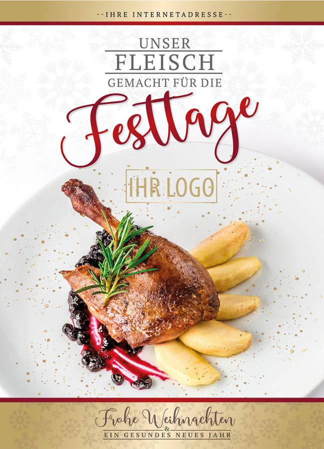Werbeplakate G&auml;nsekeule zu Weihnachten f&uuml;r Metzger & Fleischer