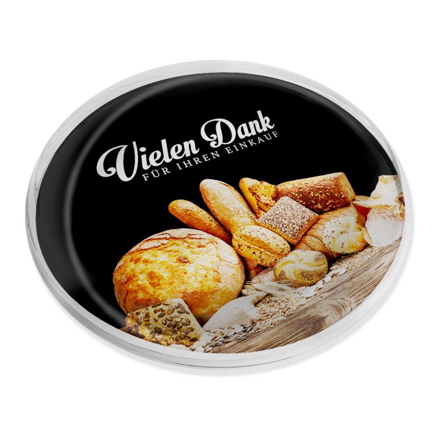 Glas-Zahlteller Kassierteller Geldschale f&uuml;r B&auml;cker & B&auml;ckereien, rund, sehr kratzfest