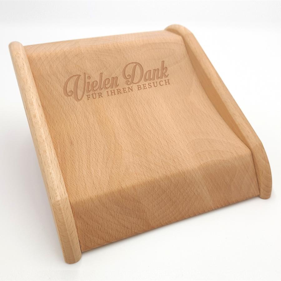 Zahlteller Kassierteller Holz mit Lasergravur - Vielen Dank f&uuml;r Ihren Besuch