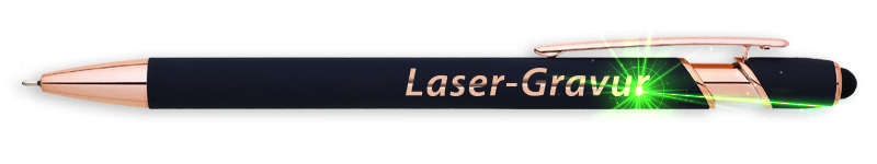 Hochwertige Lasergravur auf Kugelschreiber für dauerhaftes Branding